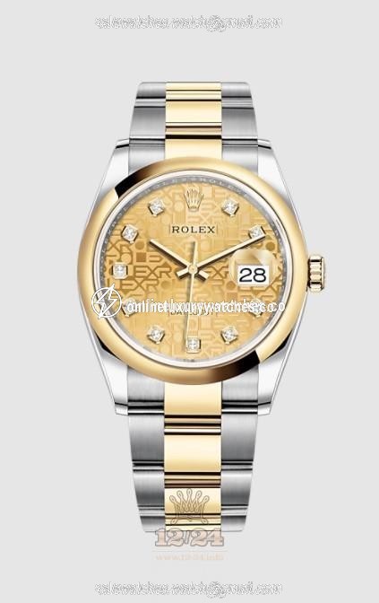 Rolex Datejust Watch 126203-0034 36 mm Stainless steel Yellow gold Case Golden Dial