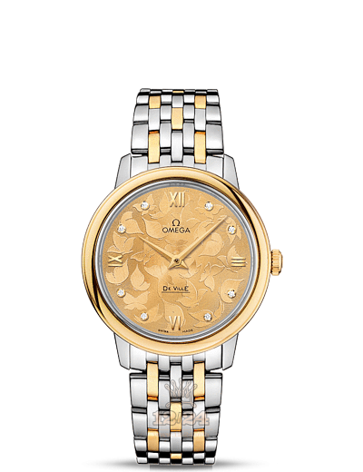 Omega Prestige Watch 424.20.33.60.58.001 33 mm Steel / Yellow gold Case Golden Dial