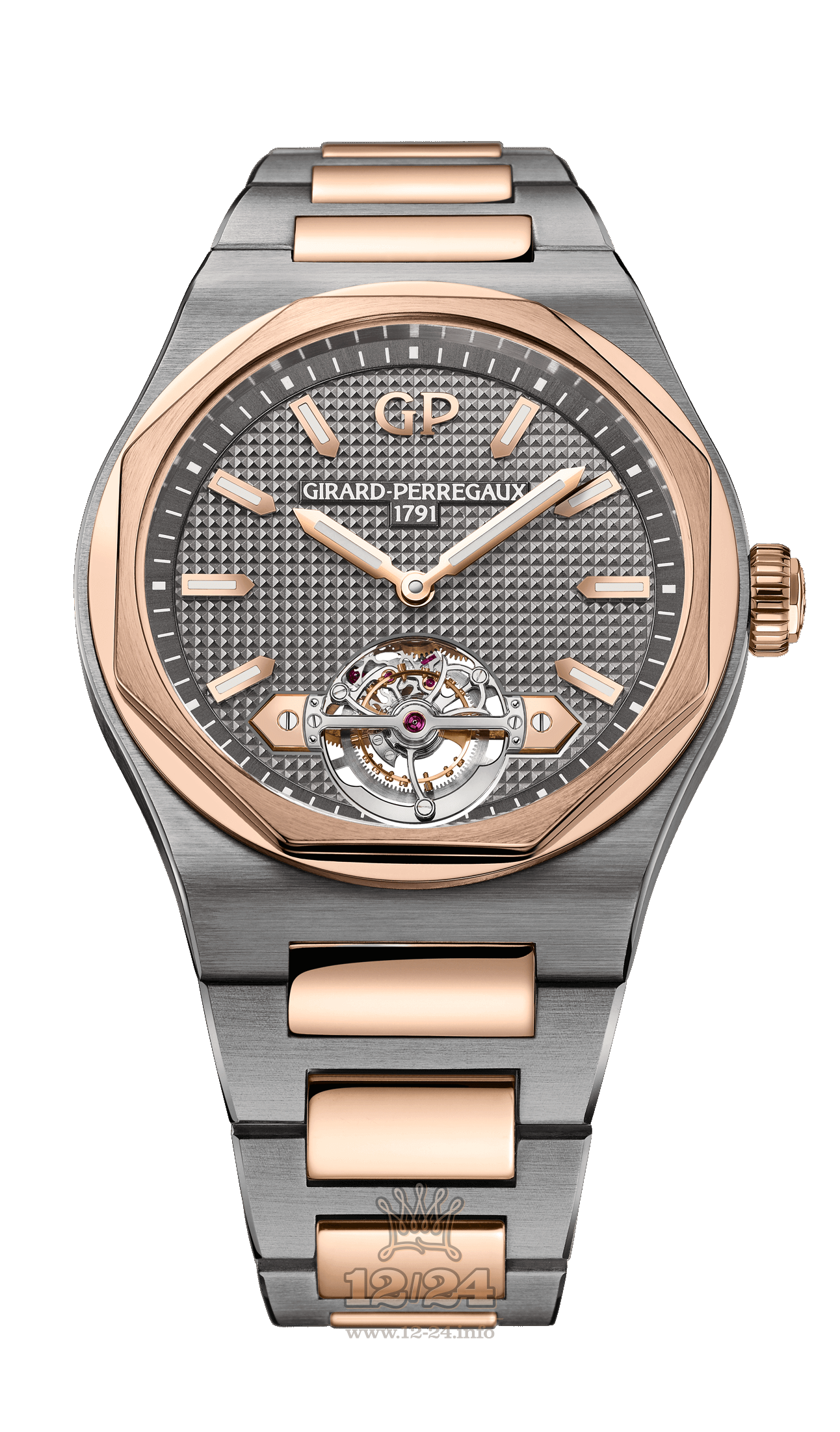 Girard Perregaux Laureato Watch 99105-26-231-26A Pink gold Titanium Case Gray Dial