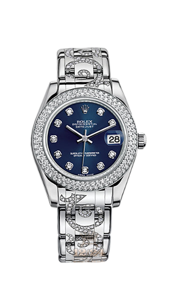 Rolex Pearlmaster Watch 81339-0040 34 mm White gold Case Dark blue Dial