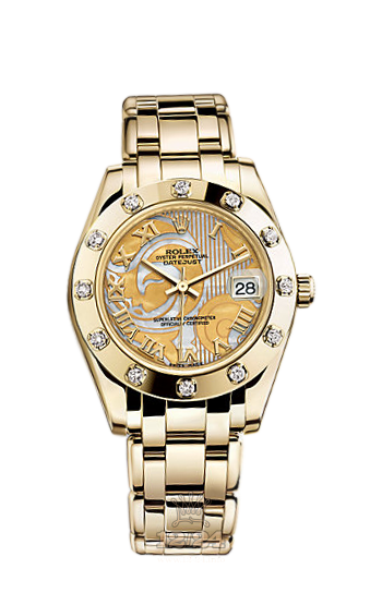 Rolex Pearlmaster Watch 81318-0008 34 mm Yellow gold Case White Dial