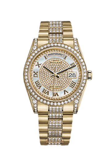Rolex Day-Date Watch 118388-0037 36 mm Yellow gold Case White Silver Golden Dial