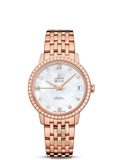 Omega Prestige Watch 424.55.33.20.55.002 33 mm Pink gold Case White Dial