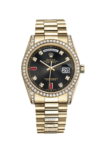 Rolex Day-Date Watch 118388-0124 36 mm Yellow gold Case Black Dial