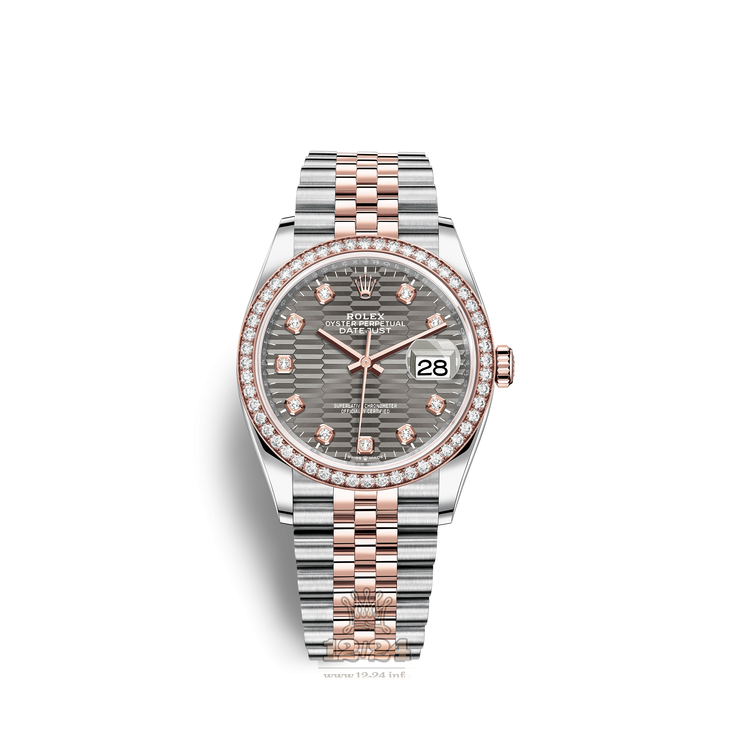Rolex Datejust Watch 126281rbr-0029 36 mm Stainless steel Pink gold Case Gray Dial