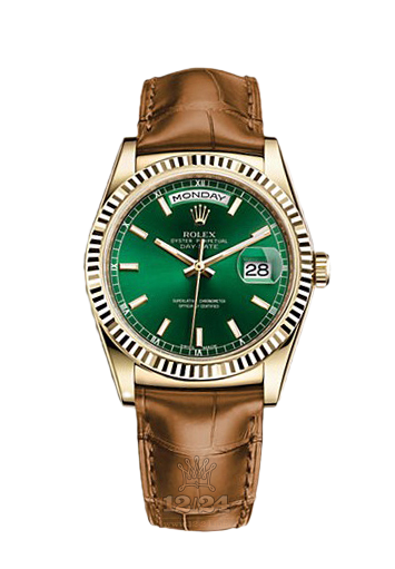 Rolex Day-Date Watch 118138-0030 36 mm Yellow gold Case Green Dial