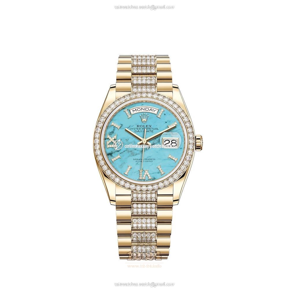 Rolex Day-Date Watch 128348rbr-0038 36 mm Yellow gold Case Blue Dial