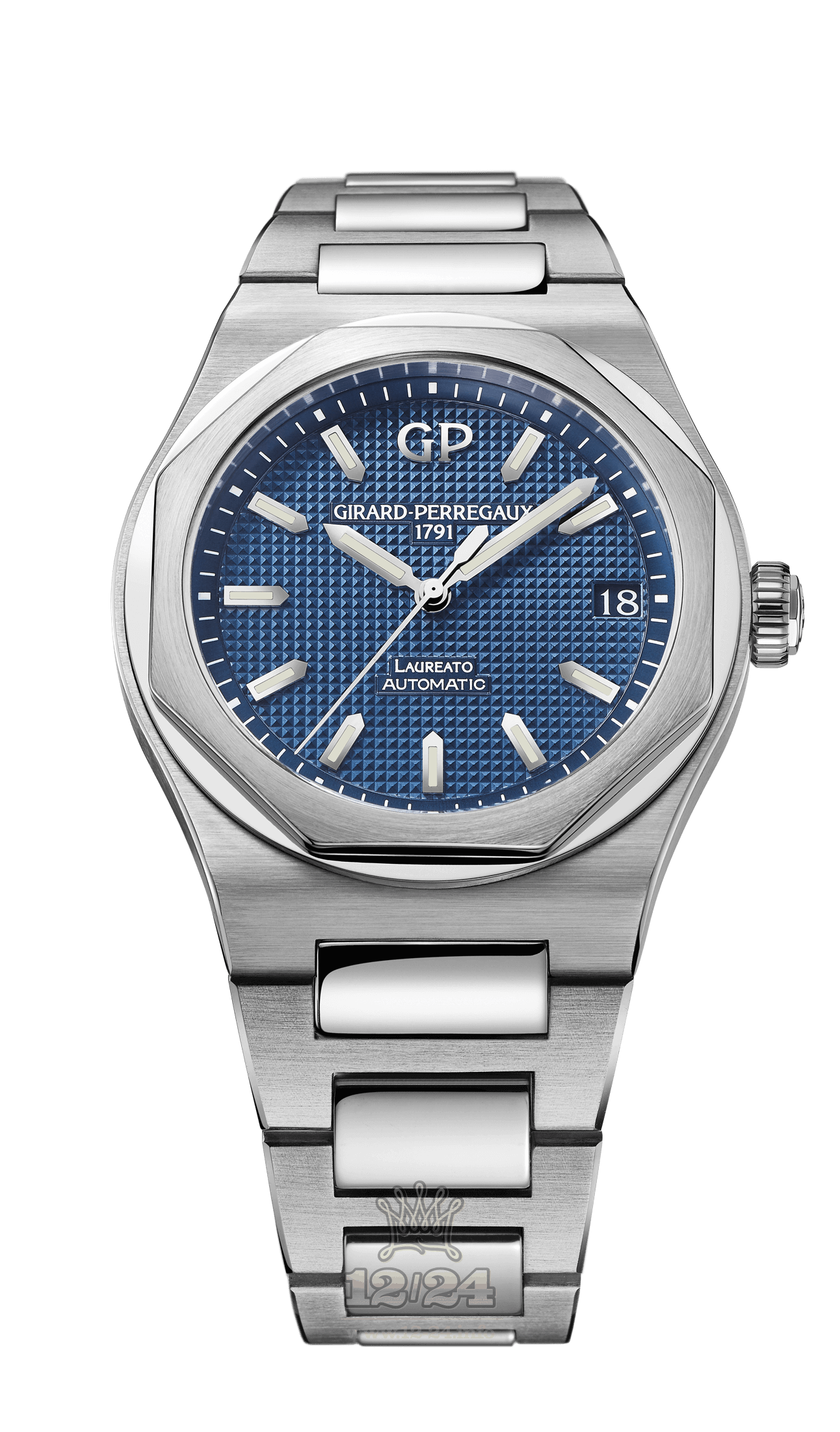Girard Perregaux Laureato Watch 81010-11-431-11A Stainless steel Case Dark blue Dial
