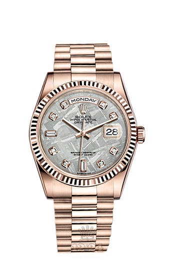 Rolex Day-Date Watch 118235f-0026 36 mm Pink gold Case Gray Silver Dial