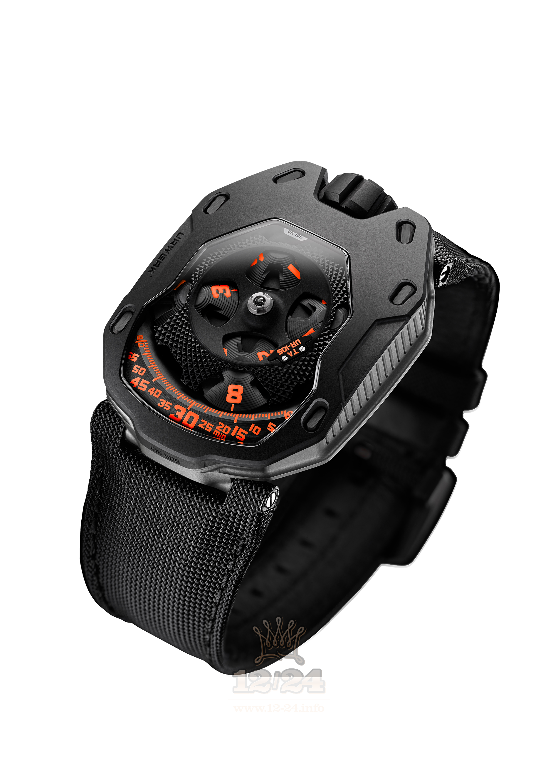 Urwerk UR-105 Watch UR-105 TA Clockwork Orange 40 mm Stainless steel Titanium Case Black Dial
