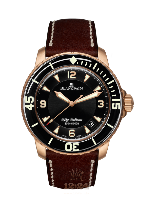 Blancpain Fifty Fathoms Watch 5015A-3630-63B 45 mm Red gold Case Black Dial