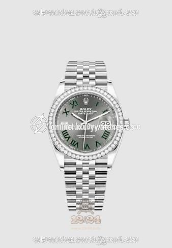 Rolex Datejust Watch 126284rbr-0037 36 mm Stainless steel White gold Case Gray Dial