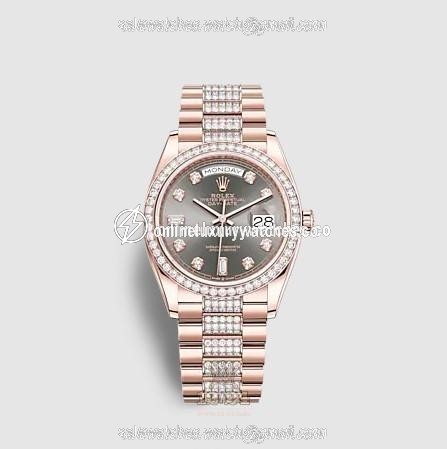 Rolex Day-Date Watch 128345rbr-0053 36 mm Pink gold Case Gray Dial
