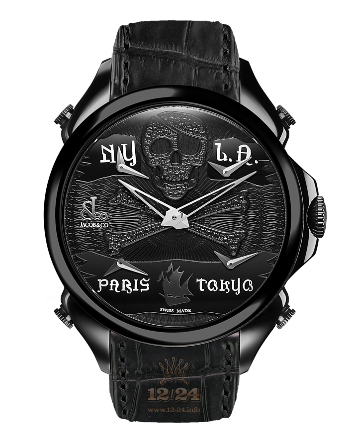 Jacob & Co Gents Collection Watch PZ500.11.NS.NR.A 45 mm Stainless steel PVD coating Case Black Dial