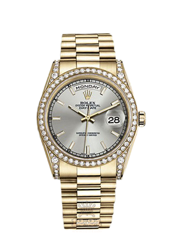 Rolex Day-Date Watch 118388-0112 36 mm Yellow gold Case Silver Dial