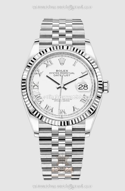 Rolex Datejust Watch 126234-0025 36 mm Stainless steel White gold Case White Dial