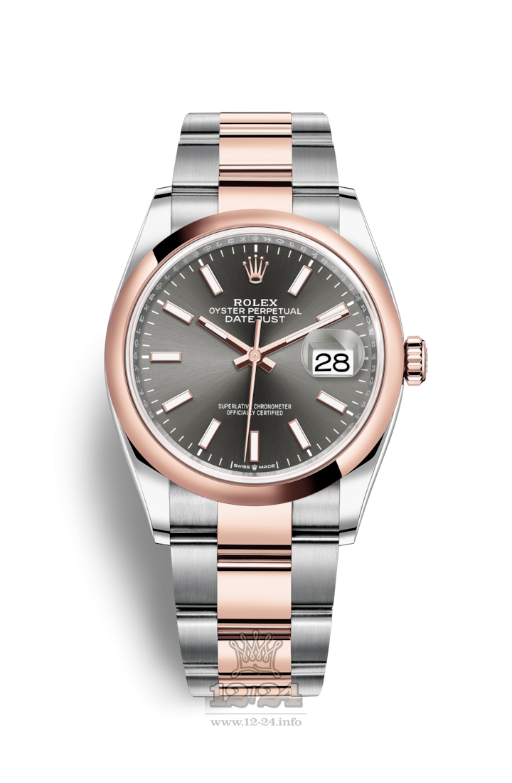 Rolex Datejust Watch 126201-0014 36 mm Steel / Pink gold Case Gray Dial