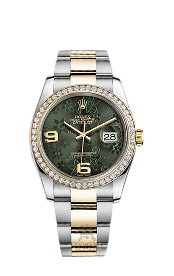 Rolex Datejust Watch 116243-0006 36 mm Steel / Yellow gold Case Green Dial
