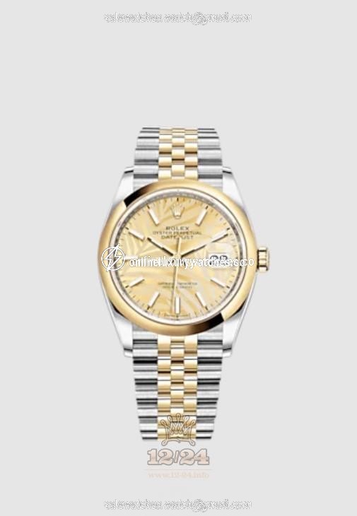 Rolex Datejust Watch 126203-0037 36 mm Stainless steel Yellow gold Case Golden Dial