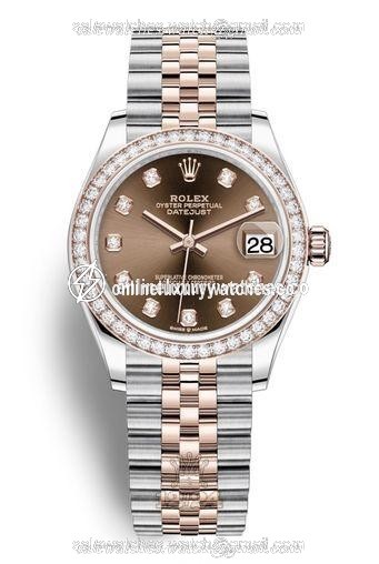 Rolex Datejust Watch 278381rbr-0028 31 mm Stainless steel Pink gold Case Brown (chocolate) Dial
