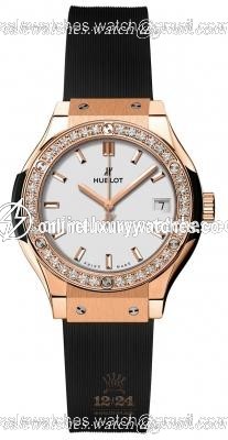 Hublot Classic Fusion Watch 581.OX.2611.RX.1104 33 mm Pink gold Case White Dial