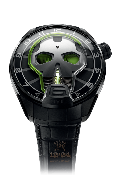 HYT SKULL Watch 151-td-41-gf-ab 51 mm Titanium DLC coating Case Black Silver Dial