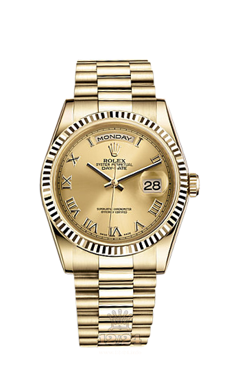 Rolex Day-Date Watch 118238-0108 36 mm Yellow gold Case Golden Dial