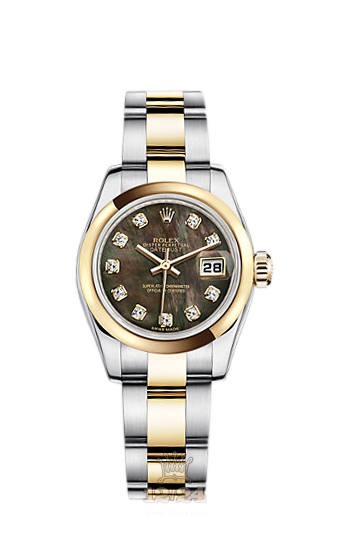 Rolex Lady-Datejust Watch 179163-0044 26 mm Steel / Yellow gold Case Black Dial