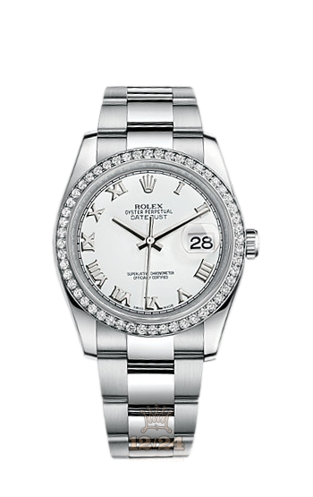 Rolex Datejust Watch 116244-0023 36 mm Steel / White gold Case White Dial