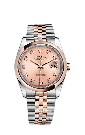 Rolex Datejust Watch 116201-0064 36 mm Steel / Pink gold Case Pink Dial