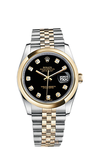 Rolex Datejust Watch 116203-0168 36 mm Steel / Yellow gold Case Black Dial