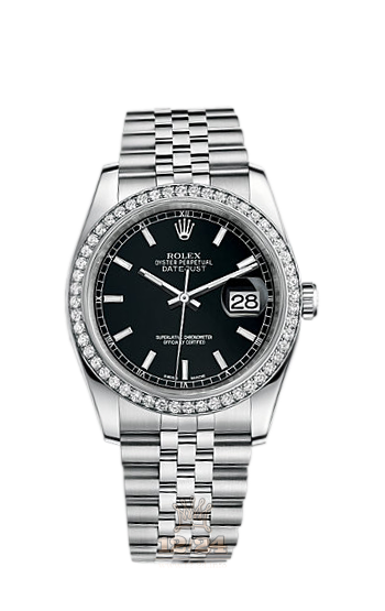 Rolex Datejust Watch 116244-0043 36 mm Steel / White gold Case Black Dial