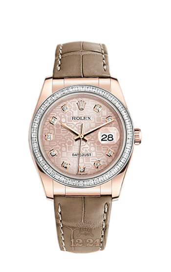 Rolex Datejust Watch 116185bbr-0030 36 mm Pink gold Case Pink Dial