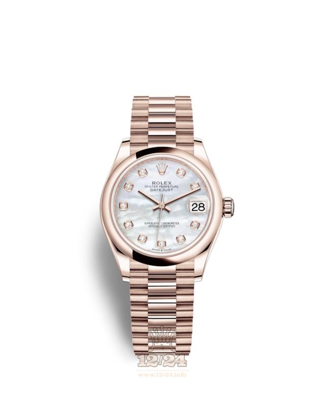 Rolex Datejust Watch 278245-0014 31 mm Pink gold Case White Dial