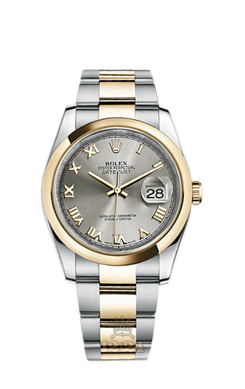 Rolex Datejust Watch 116203-0137 36 mm Steel / Yellow gold Case Gray Silver Dial