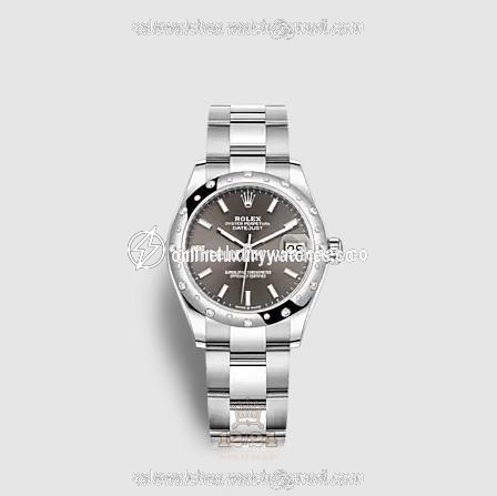 Rolex Datejust Watch 278344rbr-0017 31 mm Stainless steel White gold Case Gray Dial