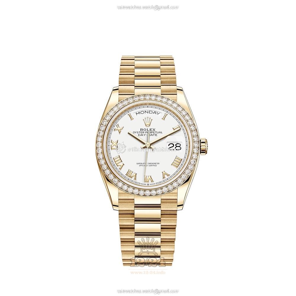 Rolex Day-Date Watch 128348rbr-0042 36 mm Yellow gold Case White Dial