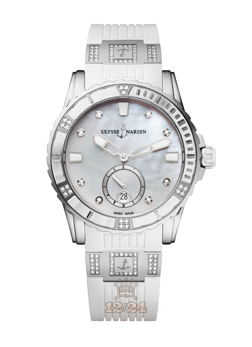 Ulysse Nardin Diver Watch 3203-190-3C/10.10 40 mm Stainless steel Case White Dial