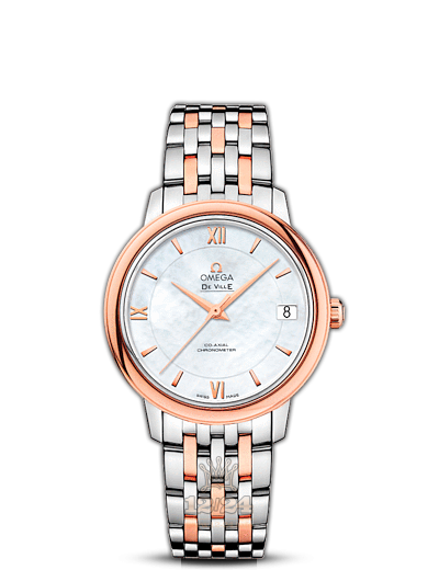 Omega Prestige Watch 424.20.33.20.05.002 33 mm Steel / Pink gold Case White Dial