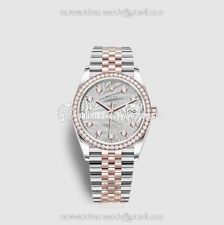 Rolex Datejust Watch 126281rbr-0025 36 mm Stainless steel Pink gold Case Gray Silver Dial