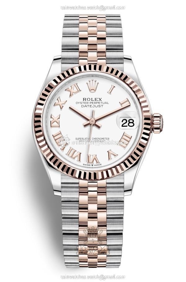 Rolex Datejust Watch 278271-0002 31 mm Stainless steel Pink gold Case White Dial