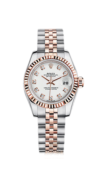 Rolex Lady-Datejust Watch 179171-0015 26 mm Steel / Pink gold Case White Dial