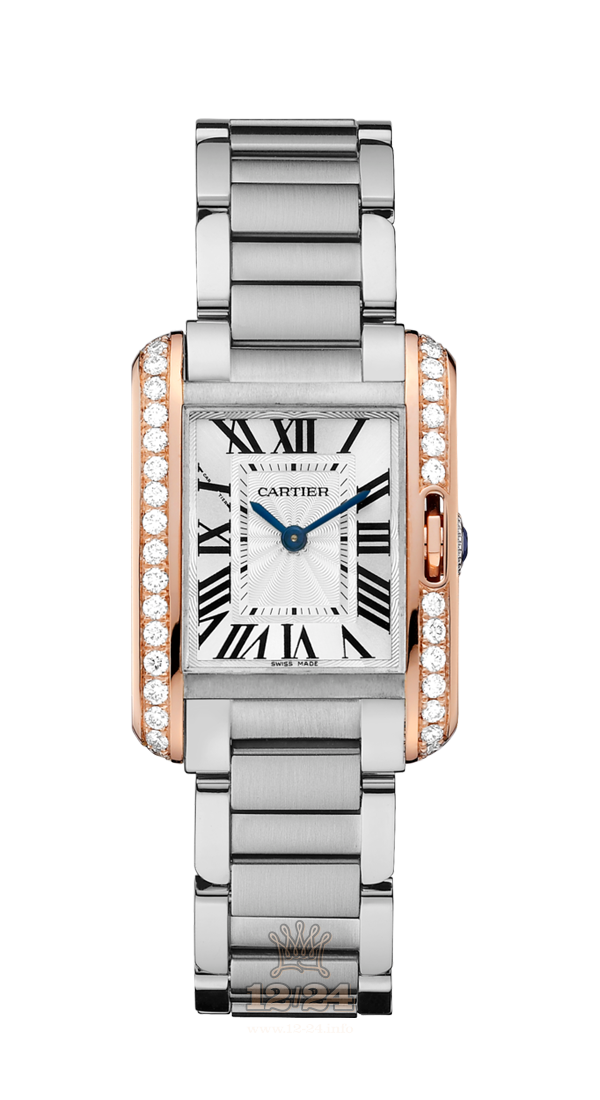 Cartier Tank Watch W3TA0002 22 mm Steel / Pink gold Case Silver Dial