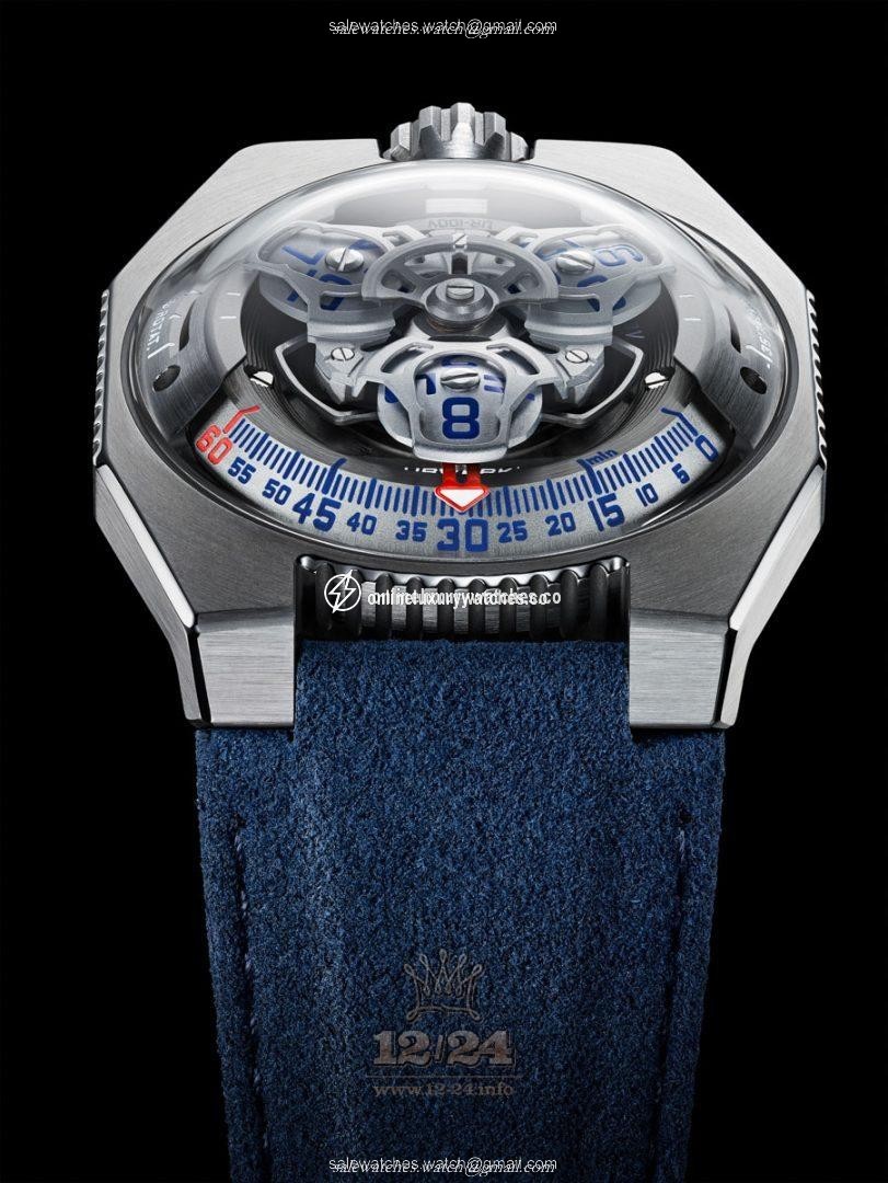 Urwerk UR-100 Watch 100v 41 mm Stainless steel Titanium Case Silver Dark blue Dial