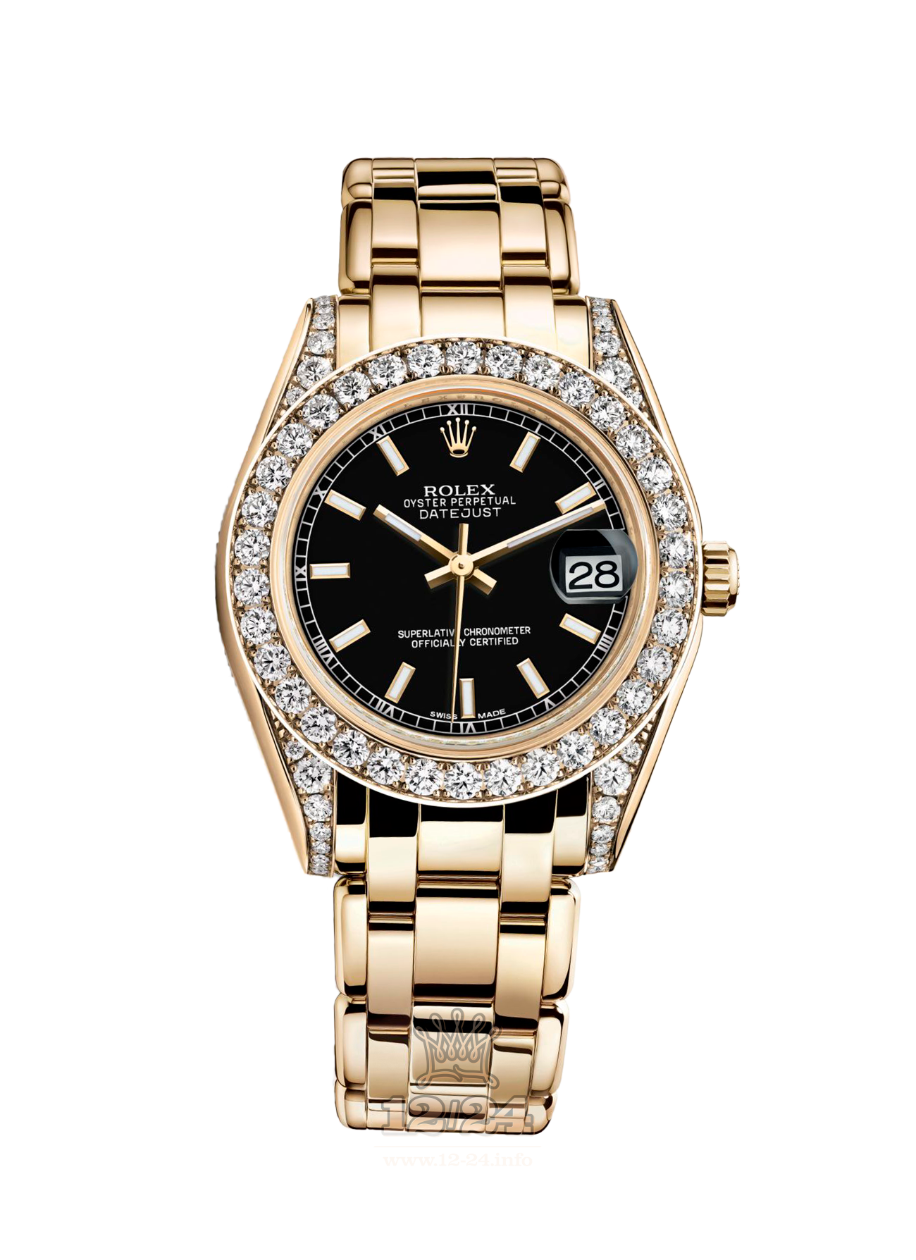 Rolex Pearlmaster Watch 81158-0117 34 mm Yellow gold Case Black Dial