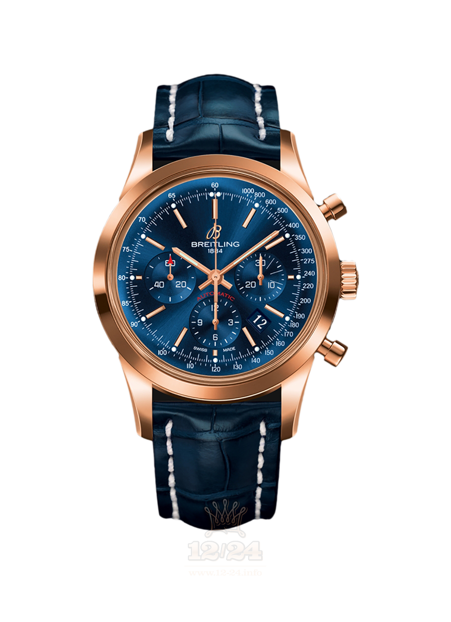 Breitling Transocean Watch RB015212|C940|731P|R20BA.1 43 mm Red gold Case Dark blue Dial