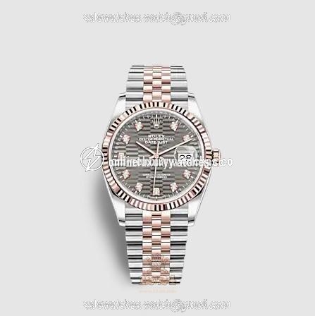 Rolex Datejust Watch 126231-0041 36 mm Stainless steel Pink gold Case Gray Dial