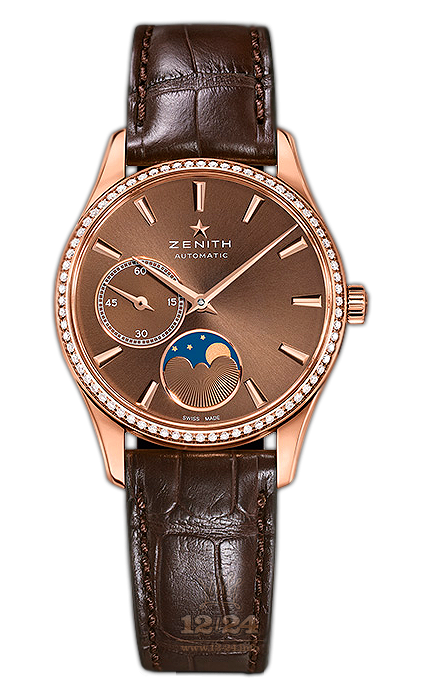 Zenith Elite Watch 22.2310.692/75.C709 33 mm Pink gold Case Brown (chocolate) Dial