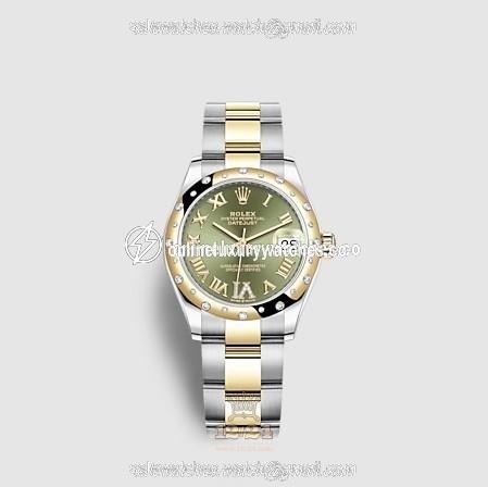 Rolex Datejust Watch 278343rbr-0015 31 mm Stainless steel Yellow gold Case Green Dial