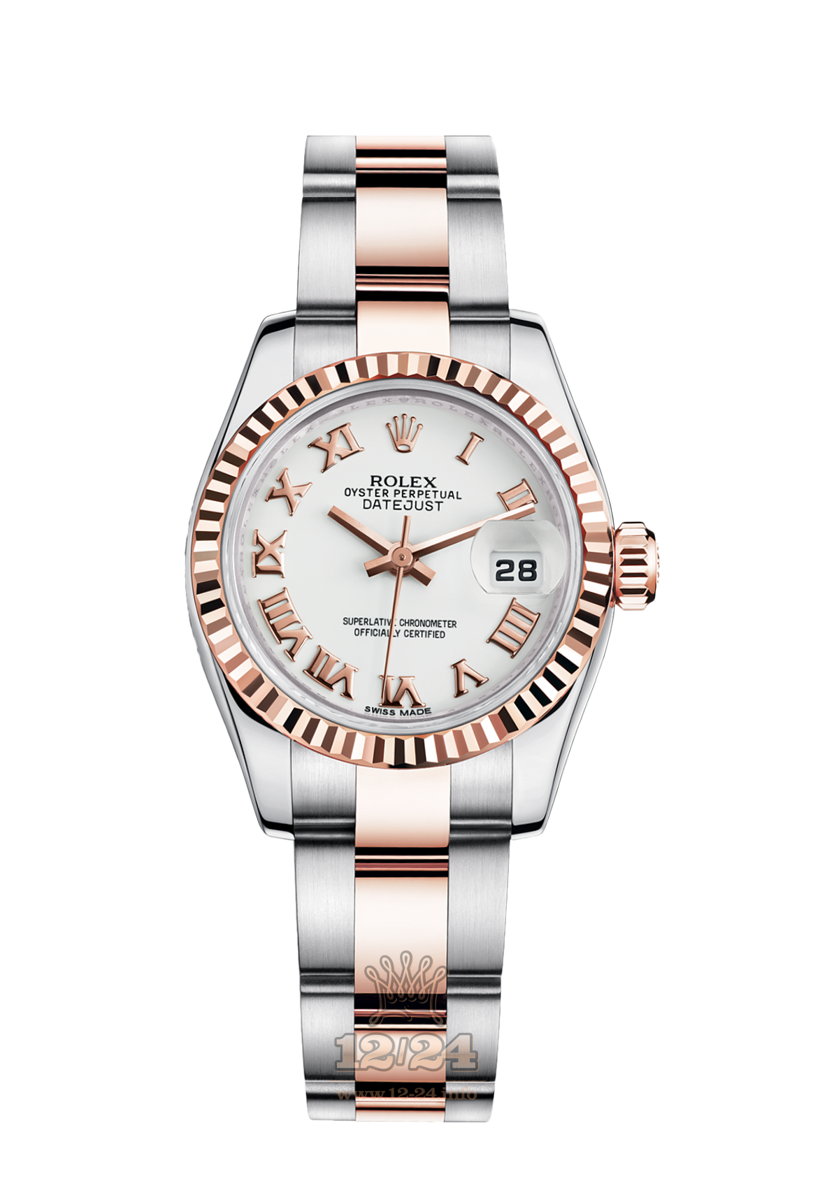 Rolex Lady-Datejust Watch 179171-0073 26 mm Steel / Pink gold Case White Dial